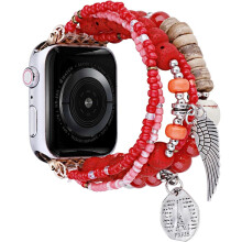 Pasek XiHAMA z koralikami do zegarka iWatch, 38-42 mm/22 mm, ręcznie wykonany, elastyczny pasek z zawieszką w kształcie paryża, kompatybilny z