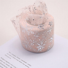 6cm Width 25Yards Snowflake Shiny Tulle Mesh Rolls Organza Ribbon DIY Crafts Christmas Birthday Wedding Party Supplies