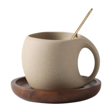 Ceramic Coffee Mug Coffee Cup Wide Mouth with Handle Unique 250ml Beverage Drink Cup Espresso Cup for Cafe Kitchen Restaurant with Saucer