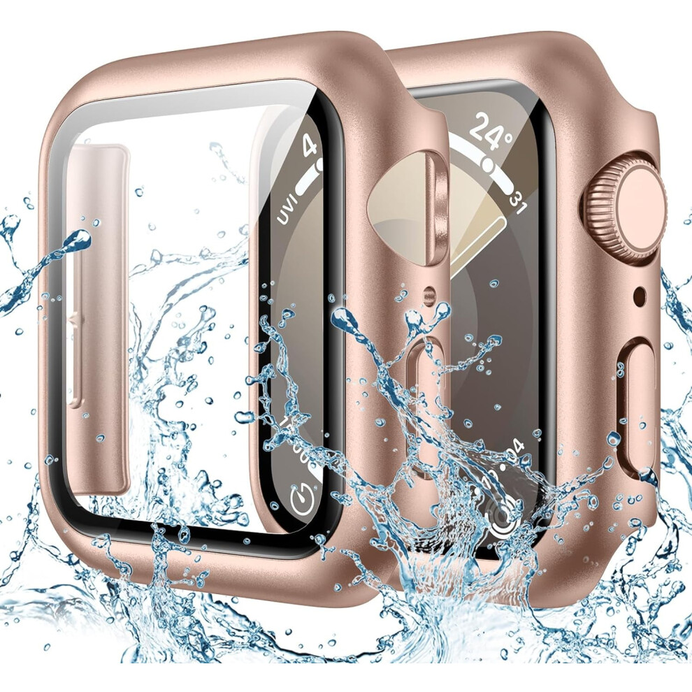 Waterproof Tempered Glass Case For Apple Watch 40/41/44/45/49Mm Â Compatible With Iwatch S9/8/7/6 9365509052747