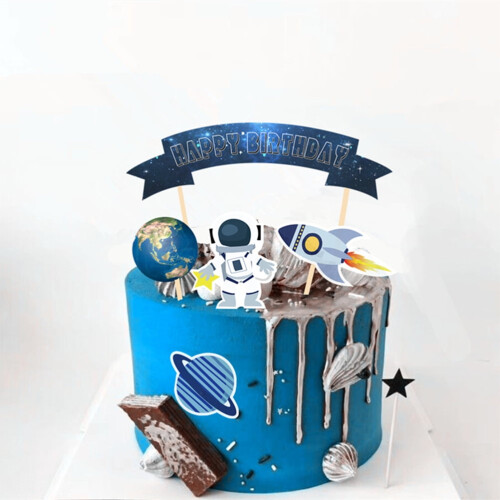 Outer Space Cake Topper Set 26 Pieces Assorted Colors