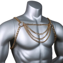 Men's Punk Metal Chest Chain Necklace Accessories
