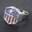 1pc Stylish American Flag Silver Plating Ring - High-Quality, Durable Accessory Perfect For Couples,8 5