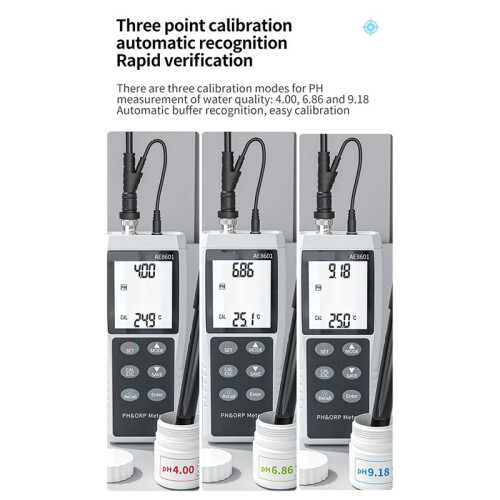 Portable PH Meter AE8601 PH Tester Detector Used in Water Quality Testing Environmental Protection Range 0.0-14.00 2