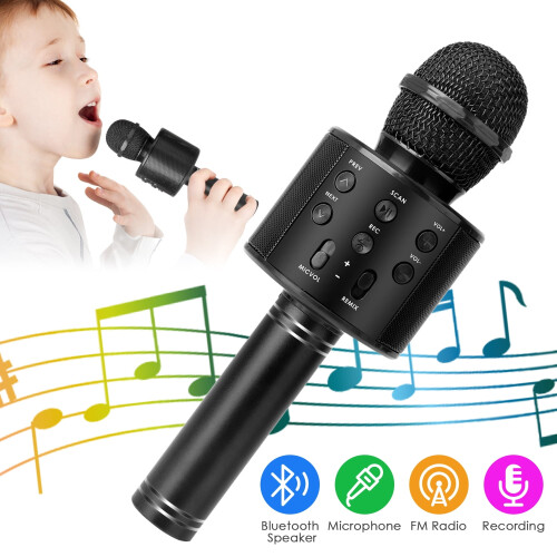 Microfon karaoke Bluetooth wireless 5 în 1, pentru copii 1