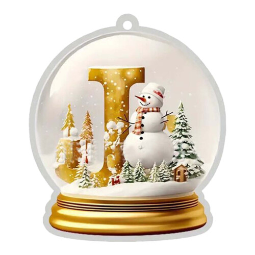 Yellow Crystal Acrylic Christmas Tree Initial Ornament 1
