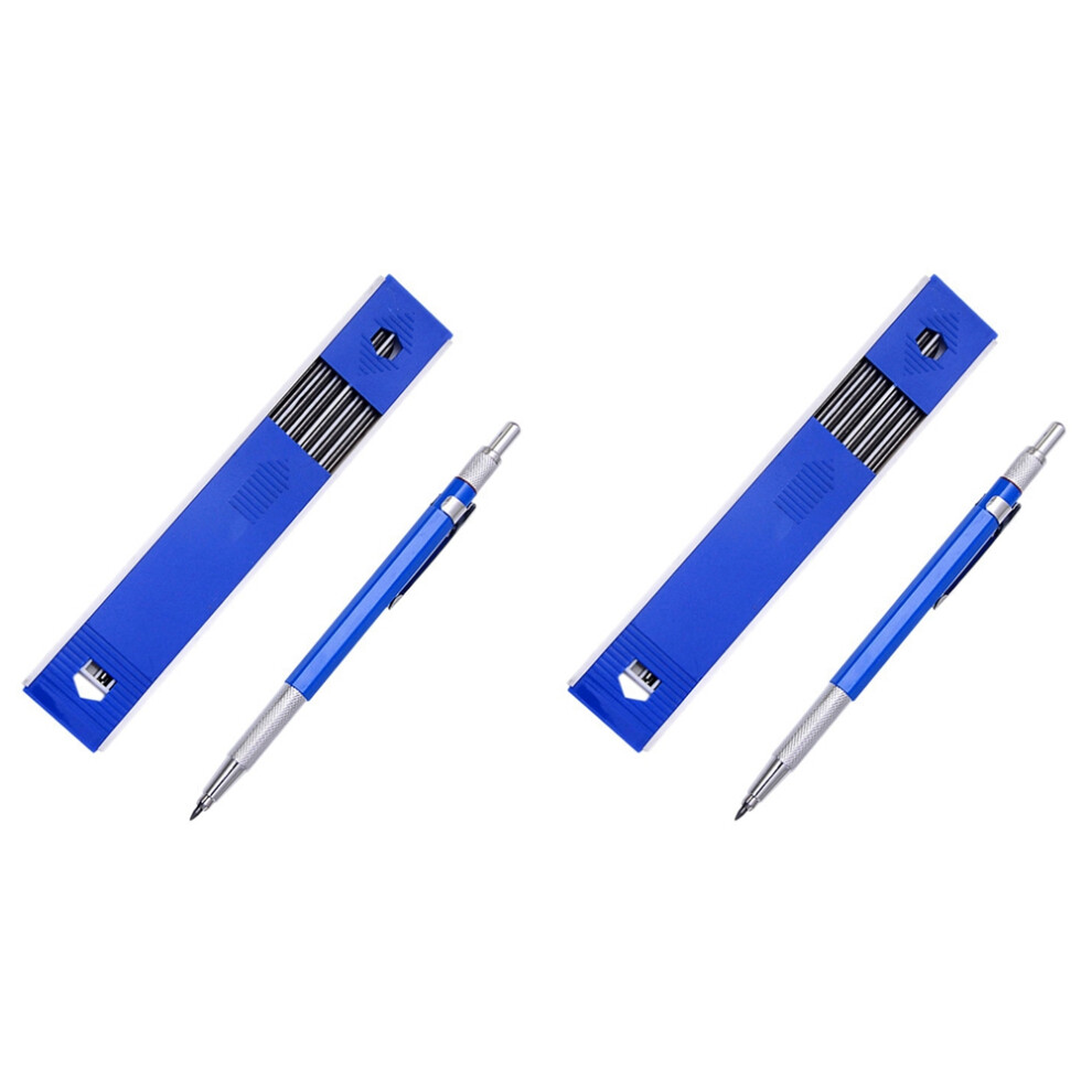 2Pcs 2.0Mm Mechanical Pencil Lead Pencil For Draft Drawing Carpenter Crafting Art Sketching With 24 Pcs Refill - 6031055278544
