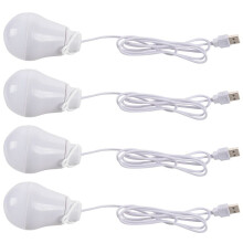 4X DC5V 5W LED Bulb USB Lamp Portable White Light for Outdoor Laptop (White)