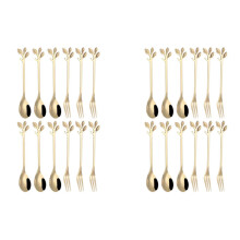24Pcs Dessert Spoon and Fork Set Stainless Steel Mixing Spoon Cake Forks for Home Kitchen Fruit