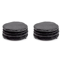 8 PCS Round Slate Black Coasters Handmade Coasters for Drinks, Beverages, Wine Glasses