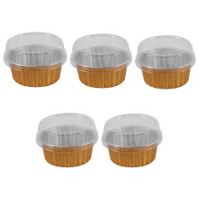 500 Stücke Einweg Aluminiumfolie Backförmchen Creme Brulee Dessert Ovale Form Cupcake Tassen mit Deckel