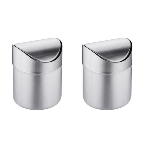 2X  MüLl Eimer für Schreibtisch mit Deckel Desktop MüLl Eimer Kleine Winzige Arbeitsplatte MüLl Eimer