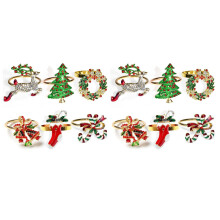 Christmas Napkin Rings Sets of 12 Pcs, Gold Napkin Ring Holders Metal Dinner Tables Rings for Christmas Weddings Banquet