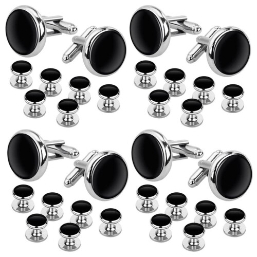 Conjunto de Abotoaduras e Abotoaduras para Camisas de Smoking Casamento Empresarial 8 Abotoaduras e 24 Abotoaduras