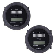 2X 12V / 24V / 36V / 48V / 72V LED Digitaler Batteriestatus Ladeanzeige mit Zeitzaehler Spur Schwarz
