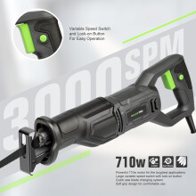 710W Reciprocating Saw w/ 3000 SPM Variable Speed for Precision Cuts in Wood