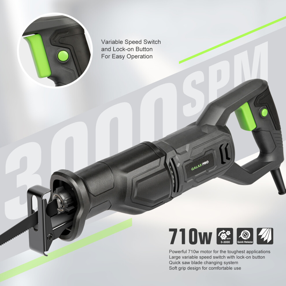 710W Reciprocating Saw W/ 3000 Spm Variable Speed For Precision Cuts In Wood 703052547218