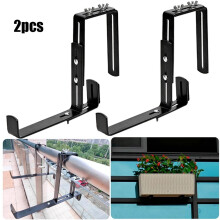 2 Pair Hook Trough Plant Pot Hanging Hooks Rail Balcony Planter Holder Brackets Iron Hooks Height Adjustable Hook -S