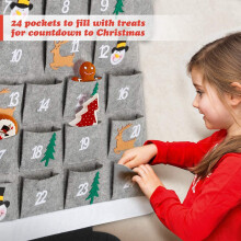 2X Christmas Advent Calendar Wall Hanging Santa Advent Calendar with Pockets 24 Days Reusable Gray