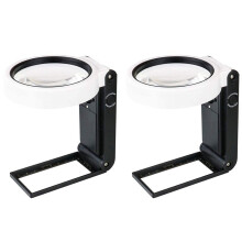 2X Lente D'Ingrandimento con Luce E Supporto, Lente D'Ingrandimento Pieghevole Regolabile 6X 25X Portatile A Mani Libere con Illuminazione A LED