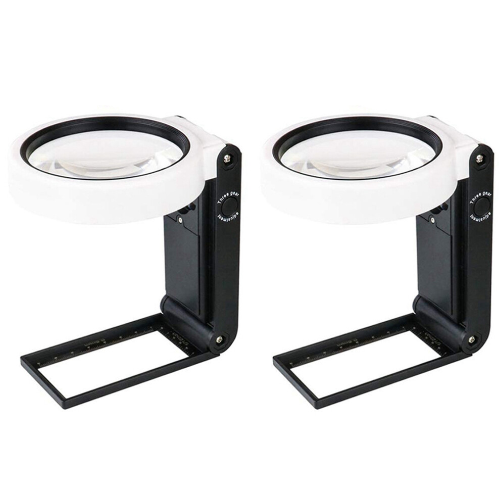 Light 2X Magnifying Glass With And Stand, Hands Free Handheld 6X 25X Adjustable Folding Magnifier With Led Ed