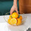 2X Metal Wire Fruit Basket Fruit Bowl, Large Round Bread Storage Bowl Stand 2
