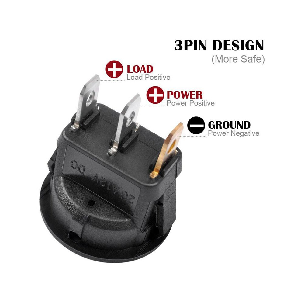 12Pc 12V 20A Rocker Toggle Led Spst -Off Control For Boats Cars Racing Cars Light 4712130545790