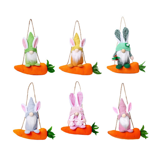 Plush Hare Carrot Doll Easter Hanging Ornament For-Yellow 1