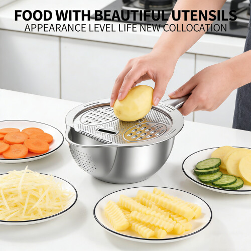Steel Colander With Side Draining Holes For Rice And-Silver 1 1