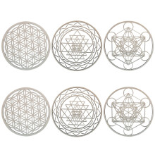 6Pcs / Set Heilige Geometrie Wandkunst Set Holzwandkunst, Heilige Geometrie Kunst, Skulptur, Wanddekoration für Wohnkultur