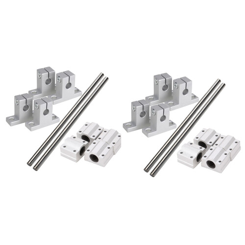 2X Horizontal 8mm Dia Linear Motion  Bearing Slide Bushing 200mm Linear Shaft Optical Axis with Rod Rail Support Set 1