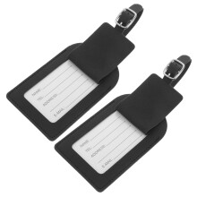 2pcs PU Leather Luggage Tags Boarding Pass Design Privacy Cover Durable Travel Suitcase Labels