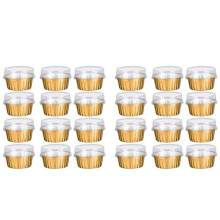 Dessert Becher mit Deckel, 100 Pack Gold Aluminum Folie Backen Becher Halter