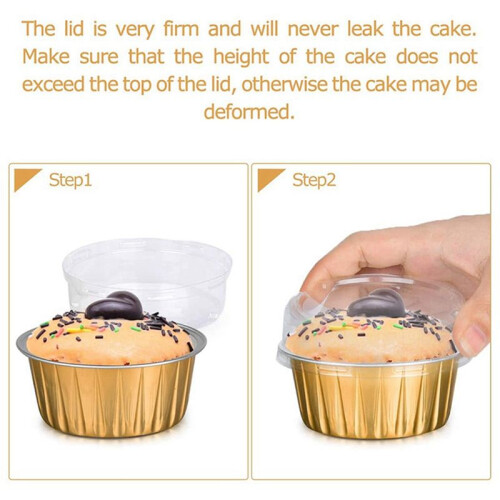 Dessert Cups with Lids, 100 Pack Gold Aluminum Foil Baking Cups Holders 1