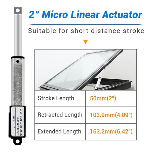 2X Electric  Linear Actuator - 2Inch Stroke, 64N/14.4Lb, Speed 0.6Inch/S 2