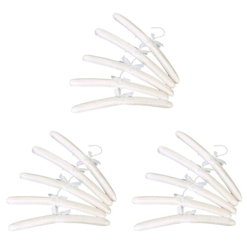 15 x White Satin Padded Clothes Hook Hanger