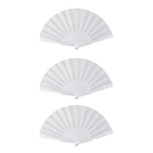 3X Kunststoffgewebe Hand Faltbare Ventilator für Damen Herren Weiss