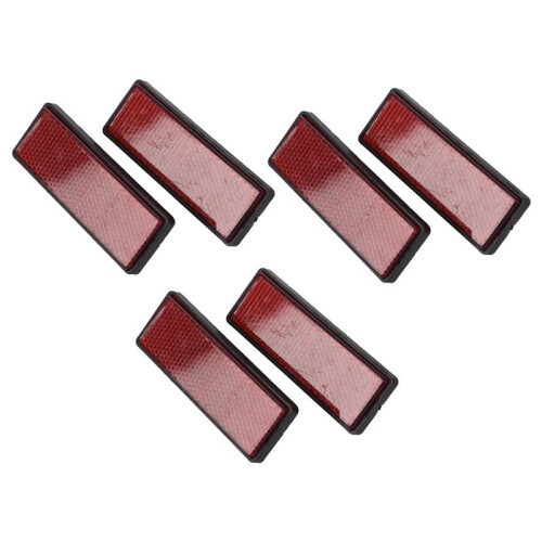 6X Rectangle Red Reflectors Universal for Motorcycles ATV Bikes Dirt Bikes