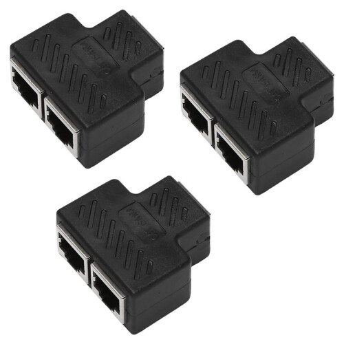 3X 2 Port RJ45 Splitter Adapter LAN Network Ethernet Extender Connector Plug Lot 1Pcs