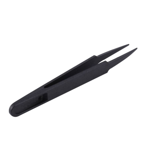 9 Pcs Black Plastic Electronic Pointy Tip Anti-Static Tweezers 2