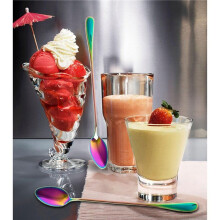 Coffee Teaspoons, Set of 18 Rainbow Color Coffee Spoon Long-Handle Ice Cream Desert Cocktail Stir Spoons Mixing Spoon