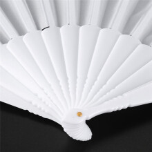 3X Eventail Pliable A Main Tissu En Plastique pour Dames Hommes Blanc