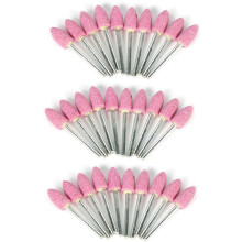 30 Pièces Pierre Montée Abrasive pour Accessoires Tête de Roue de Pierre de Broyage pour Outils Rotatifs pour En Forme de Balle Rose