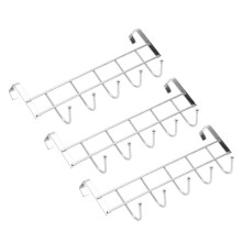 3X 5 Hooks Over Door Home Bathroom Kitchen Coat Towel Loop Hanger Rack Holder Shelf,Silver