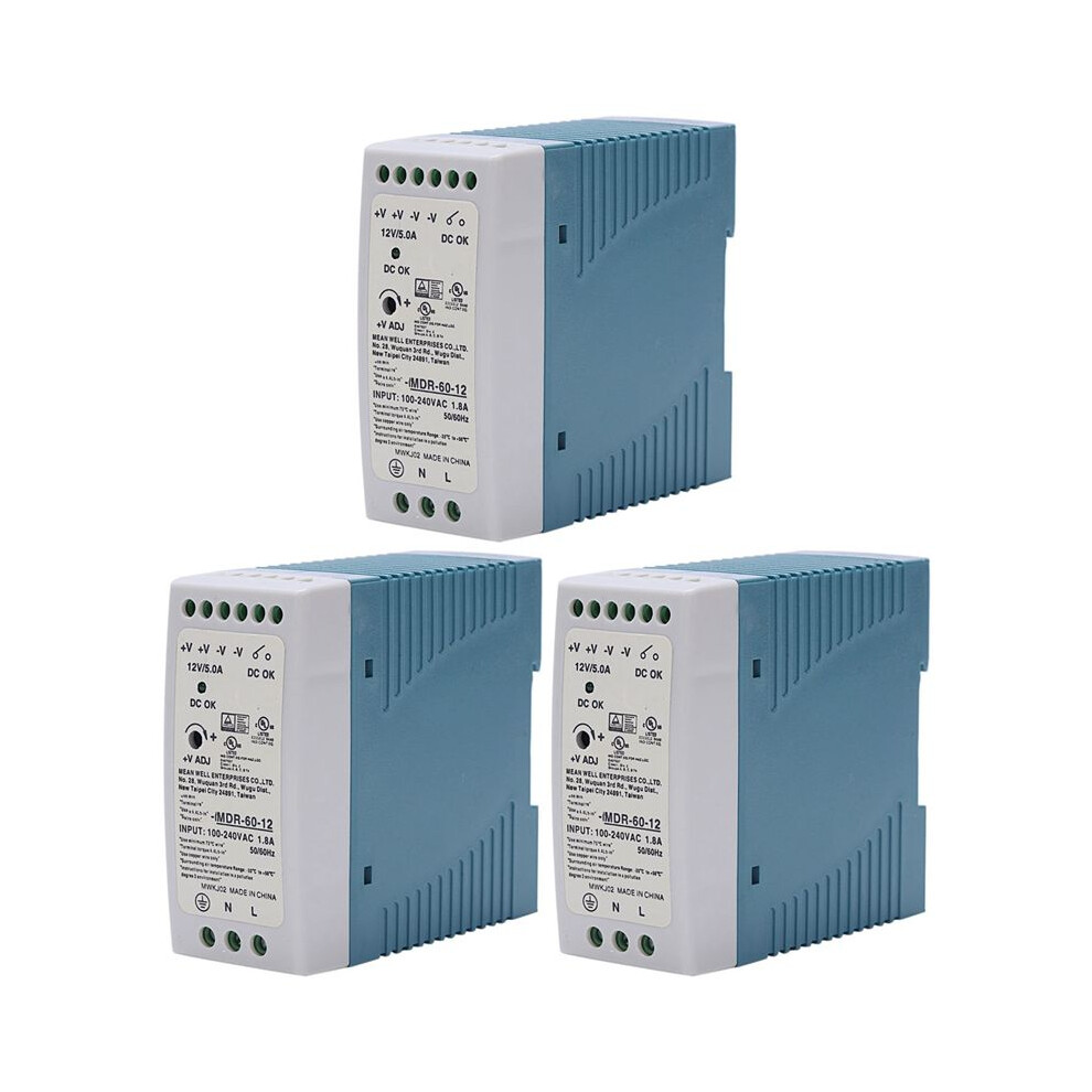 Photos - Other Electrical Equipment 3X MDR-60 12V 60W Din Rail Power Supply Ac- Driver Voltage Regulator Power Suply 110V 220V