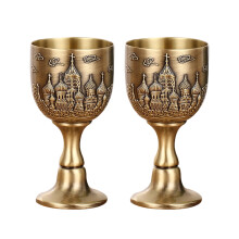 Antique 25ml Metal Shot Glass With Engrave Castles Detailing-2