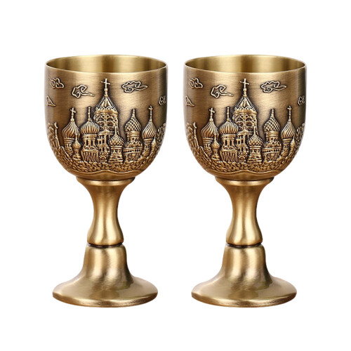 Antikes Schnapsglas aus Metall, 25 ml, mit gravierten-2
