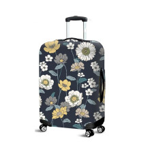White Flower Luggage Cover M 2224 Inch Suitcase Protector, Stretchable Zipper Design for Travel