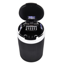 LED Car Ashtray with Lid, 3W, Stainless Steel, 108mm Silver