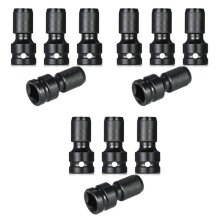 12 Pcs Impact Adaptor 1/2 Square Drive to 1/4 Hex Shank Socket Adapter Quick Release Chuck Converter for Ratchet Wrench